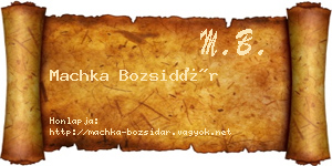 Machka Bozsidár névjegykártya